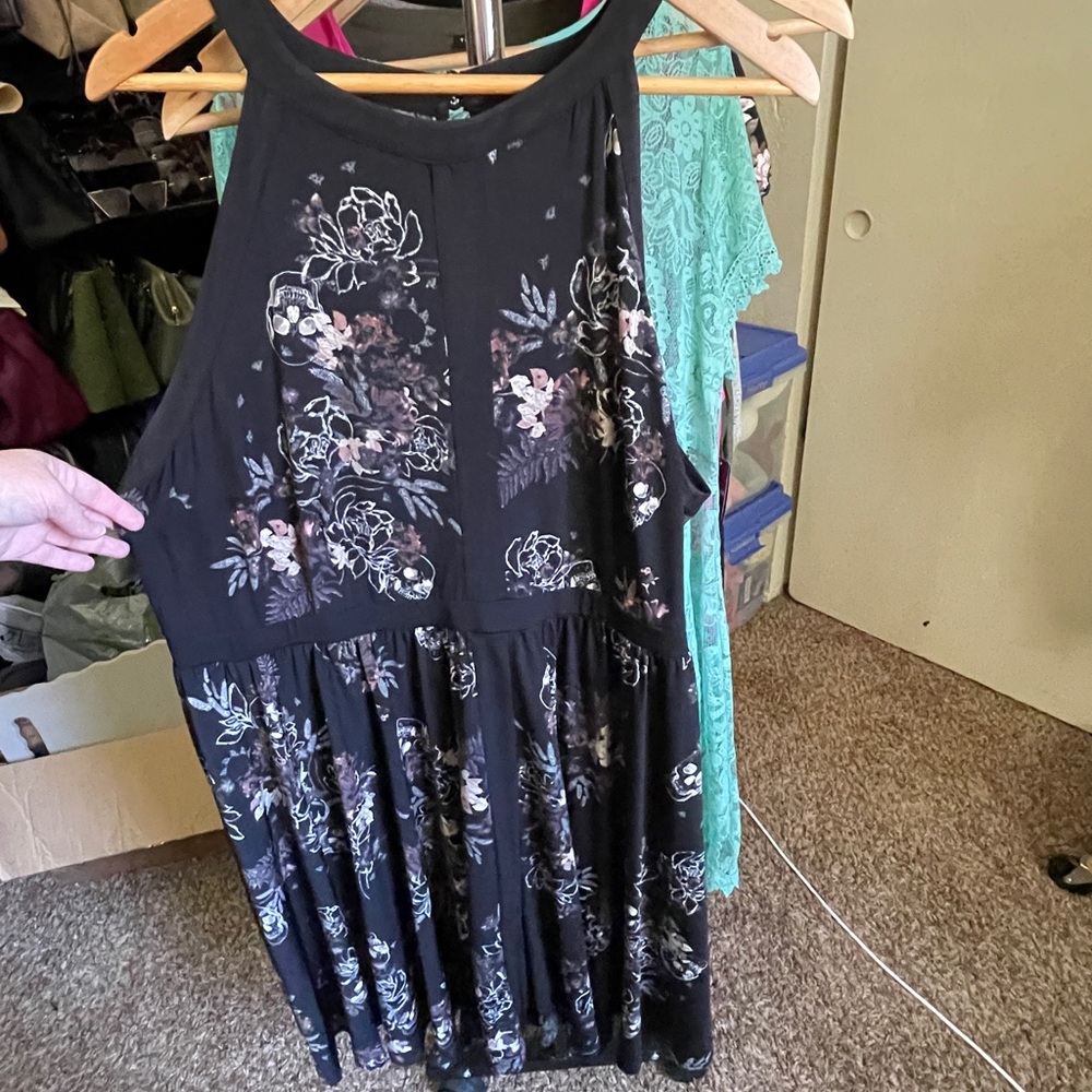 Torrid skull/floral print halter style dress. size 3